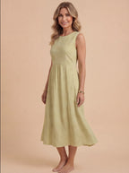 Paula | Women's Embroidered Sleeveless Midi Dress