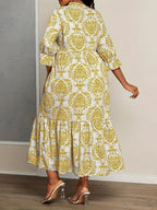 Jade | Women's Boho Damask Print Tiered Maxi Dress