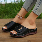 June | Women's Elegant Velcro Wedge Sandal