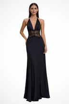 Ines | Women Halter Neck Backless Maxi Wedding Guest Dress