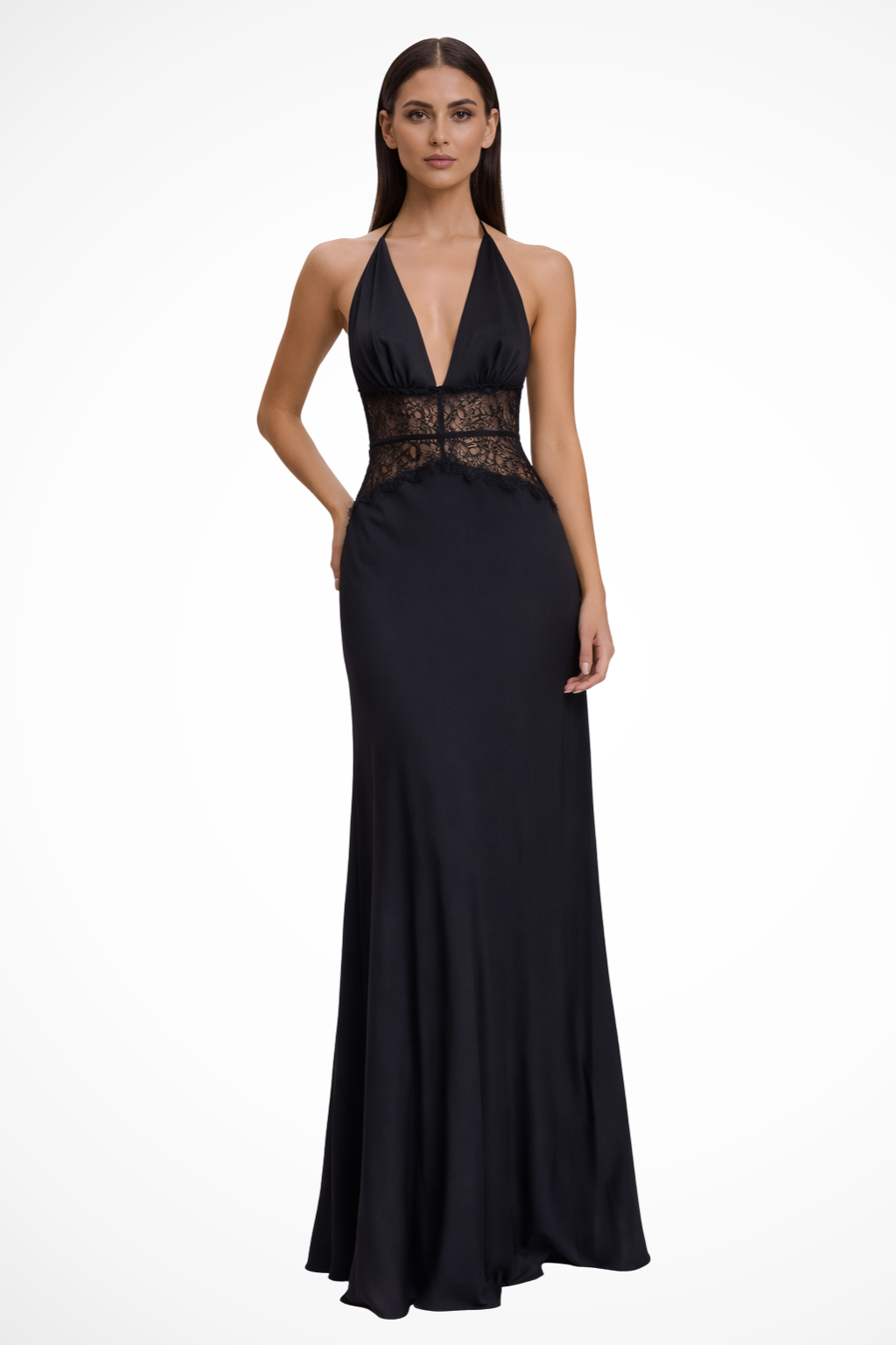 Ines | Women Halter Neck Backless Maxi Wedding Guest Dress