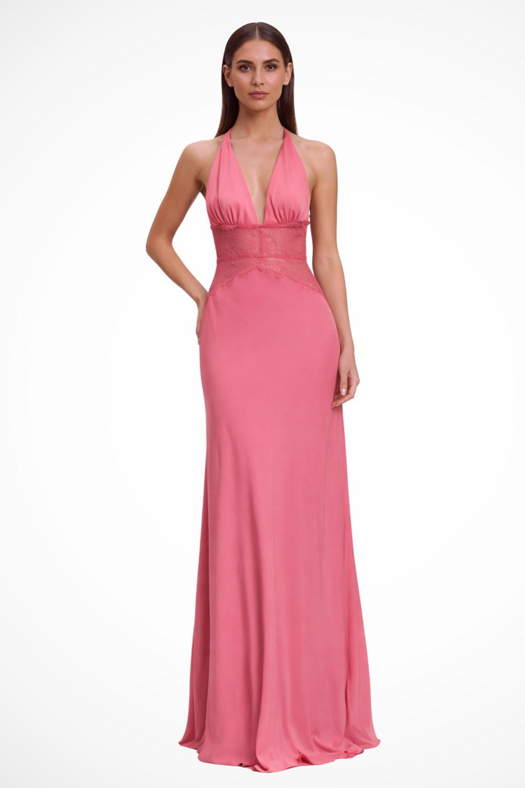 Ines | Women Halter Neck Backless Maxi Wedding Guest Dress