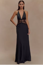 Ines | Women Halter Neck Backless Maxi Wedding Guest Dress
