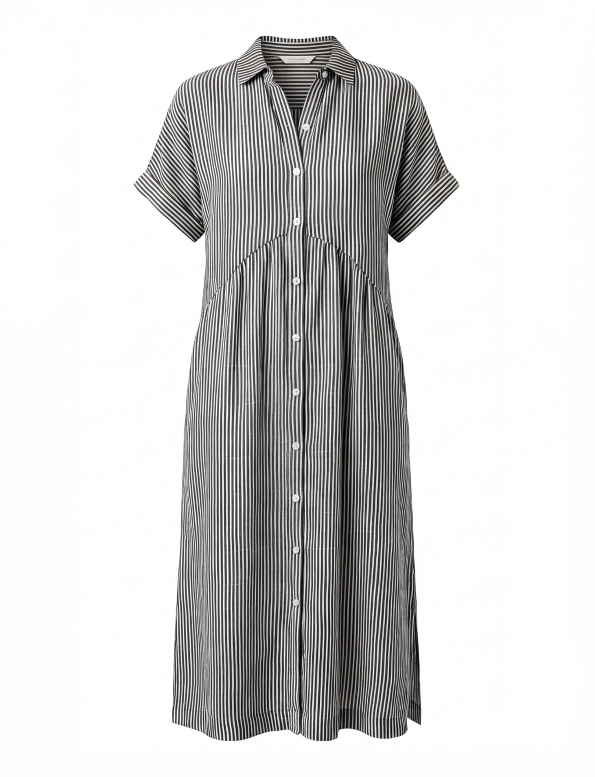 Tracey | Women's Striped Linen Shirt Midi Dress