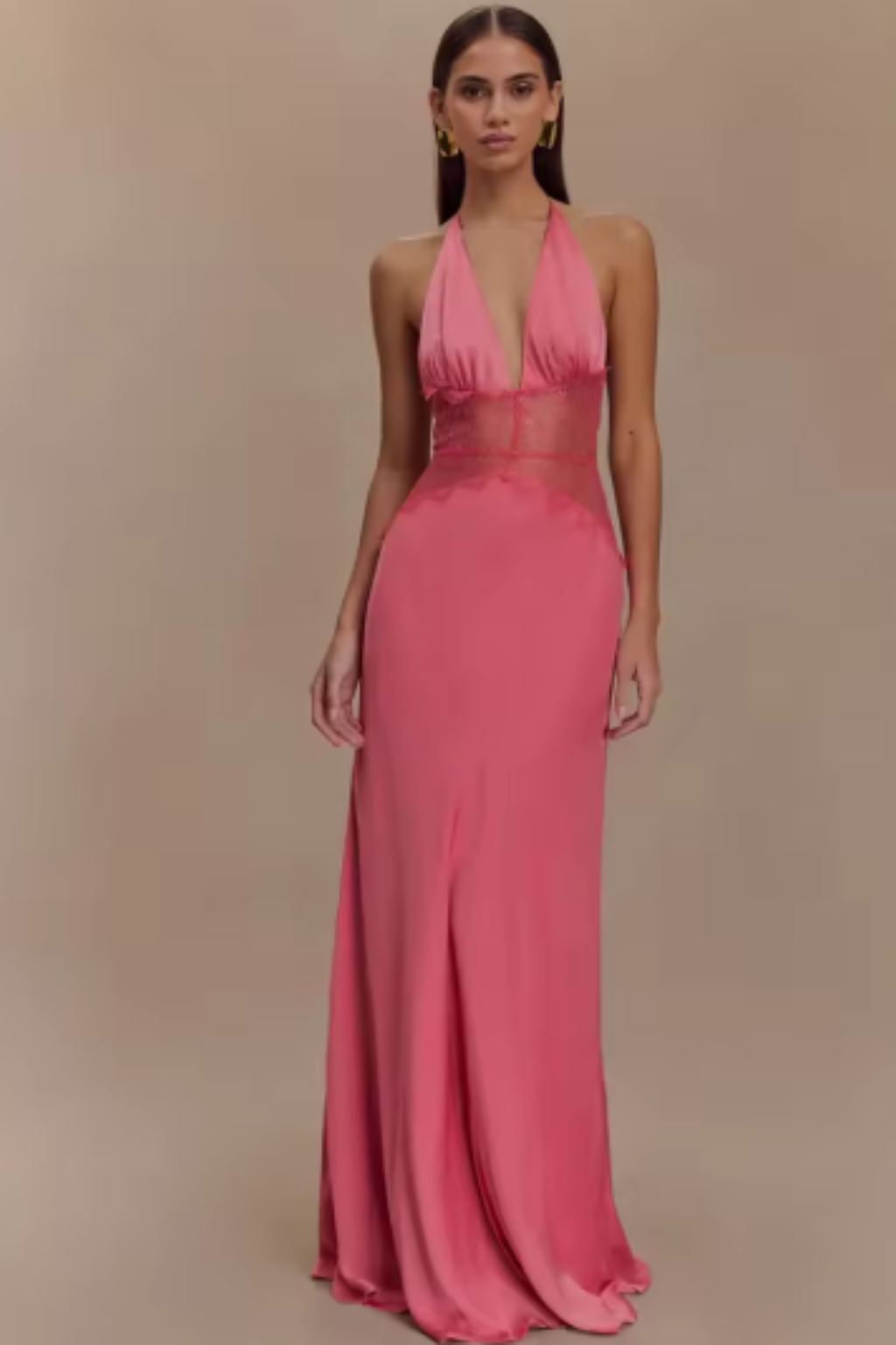 Ines | Women Halter Neck Backless Maxi Wedding Guest Dress