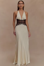 Ines | Women Halter Neck Backless Maxi Wedding Guest Dress