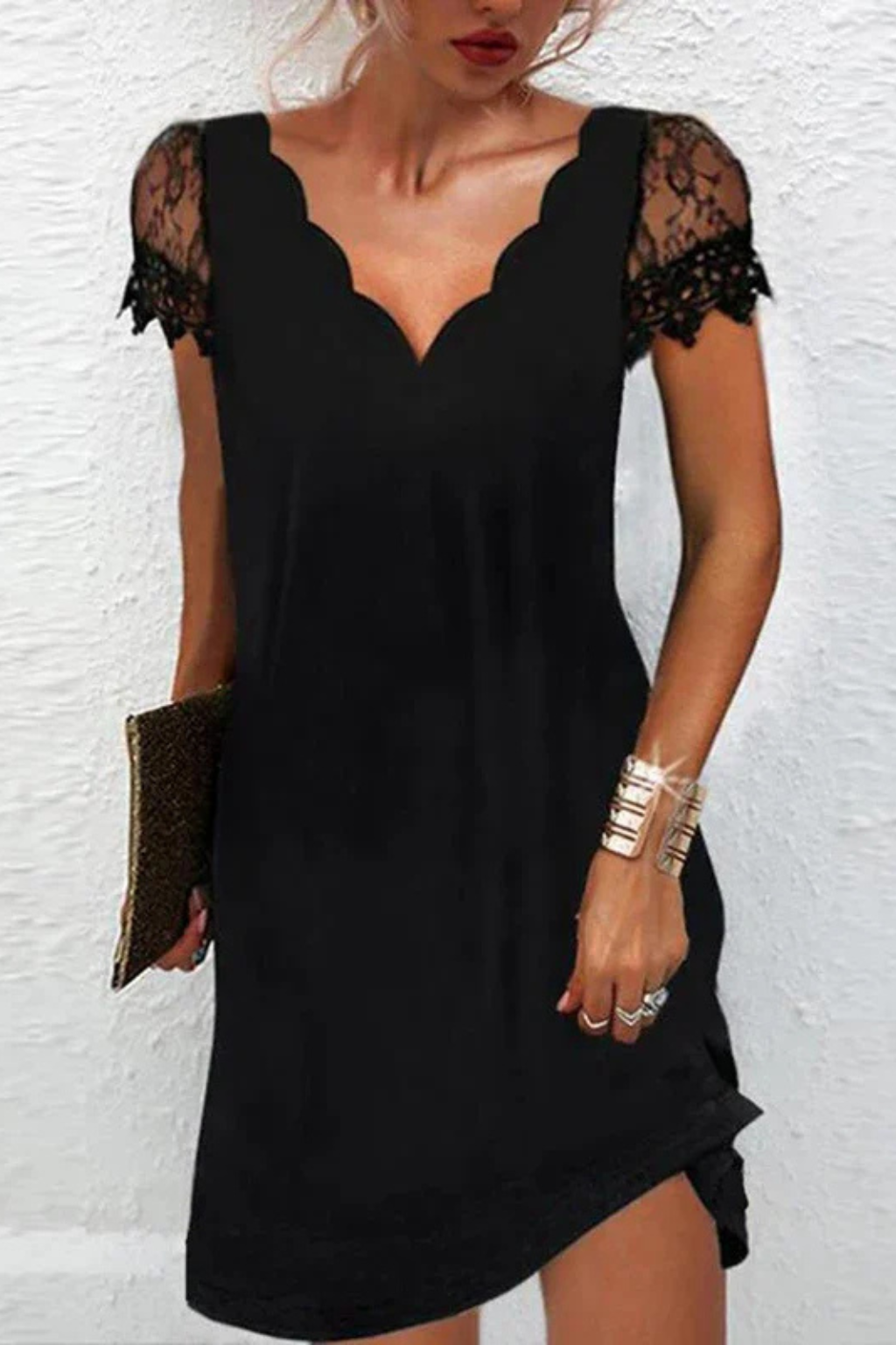 Helene | Women Lace Sleeve Midi Wedding Guest Dress