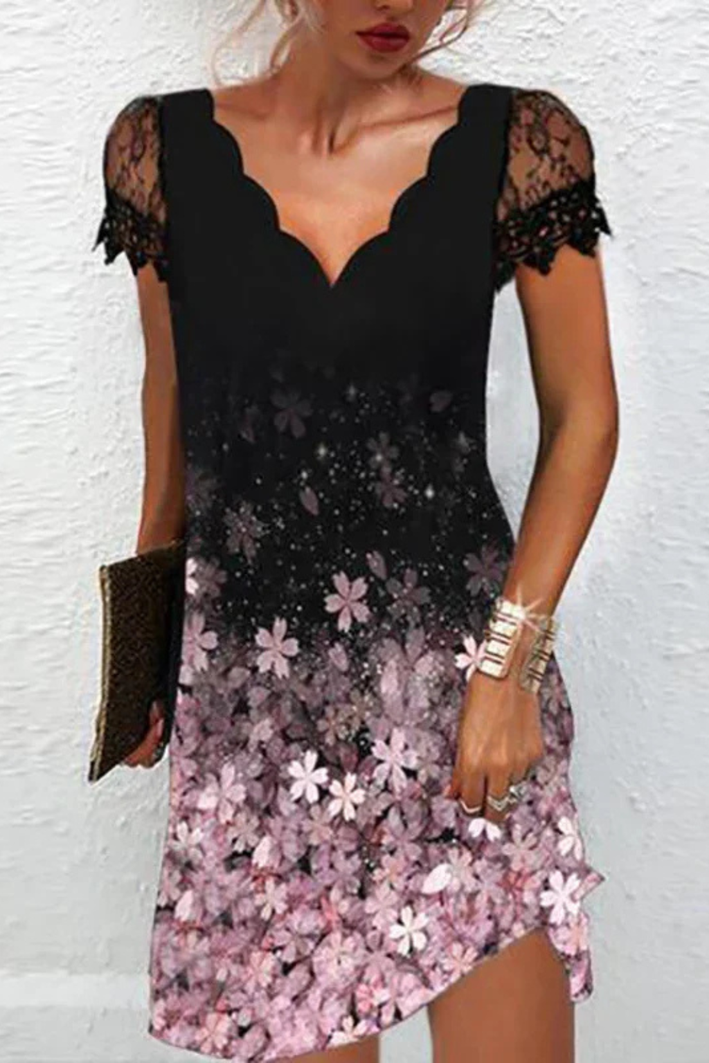 Helene | Women Lace Sleeve Midi Wedding Guest Dress