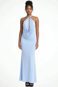 Marianah | Women Halter Neck Backless Draped Summer Maxi Dress