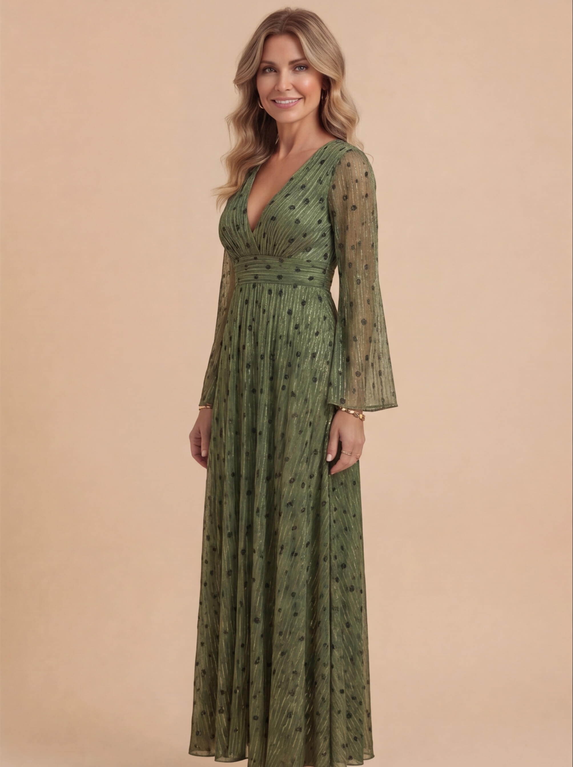 Gail | Women's Glitter Spot Chiffon Wrap Maxi Dress