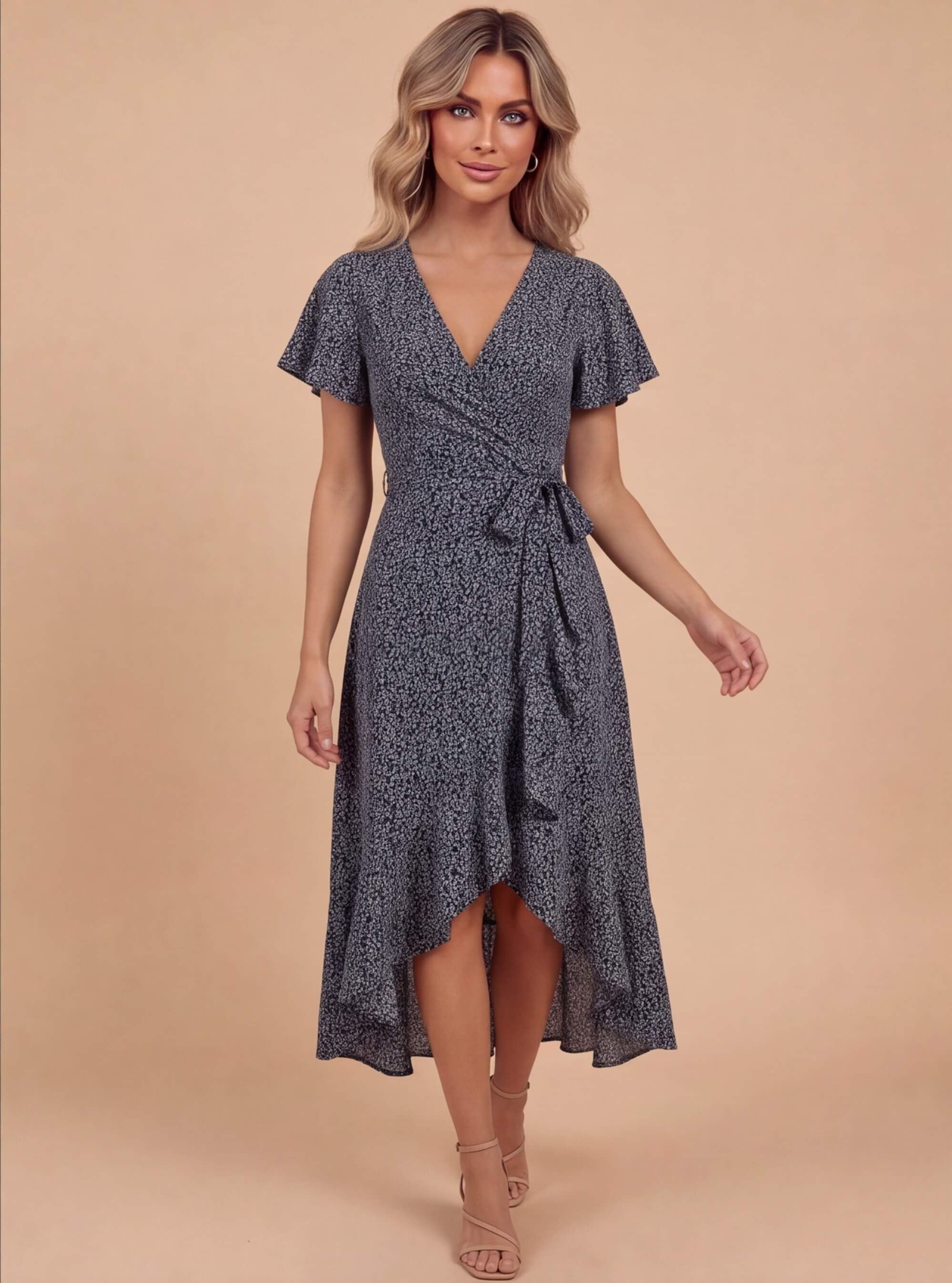 Diane | Women's Ditsy Print Wrap Midi Dress