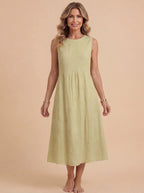 Paula | Women's Embroidered Sleeveless Midi Dress