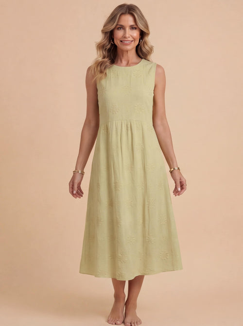 Paula | Women's Embroidered Sleeveless Midi Dress
