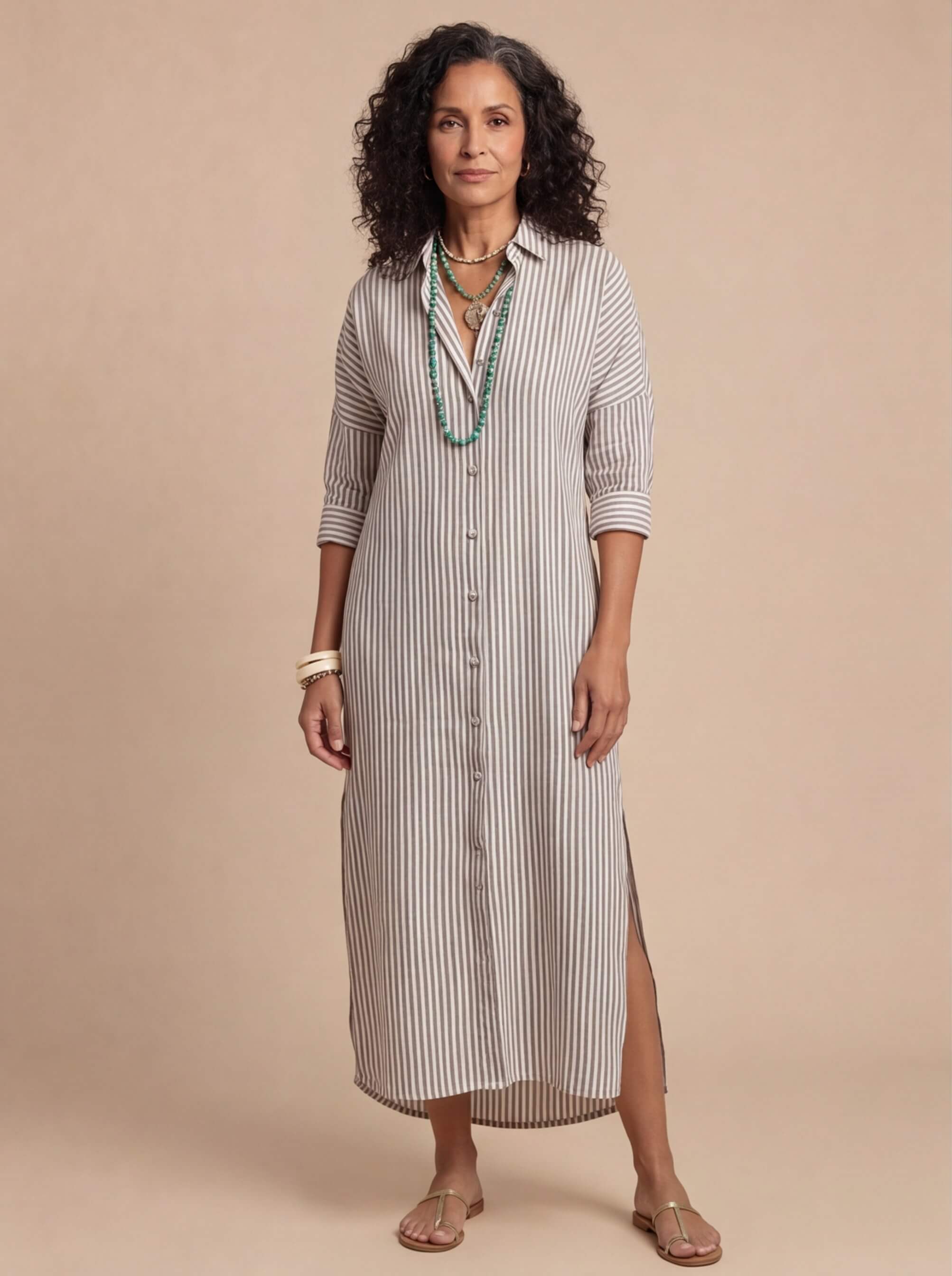 Jenny | Women's Striped Maxi Shirt Dress