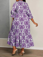 Jade | Women's Boho Damask Print Tiered Maxi Dress