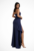 Seline | Women’s Wedding Guest Strapless Maxi Dress with Side Slit