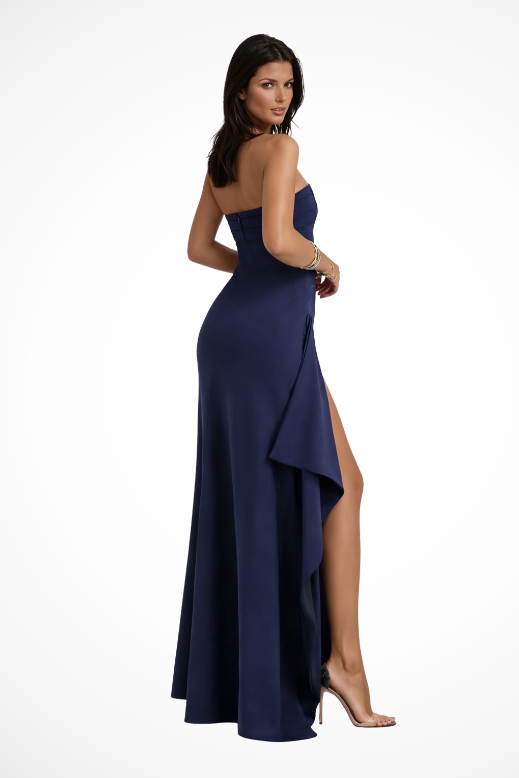 Seline | Women’s Wedding Guest Strapless Maxi Dress with Side Slit