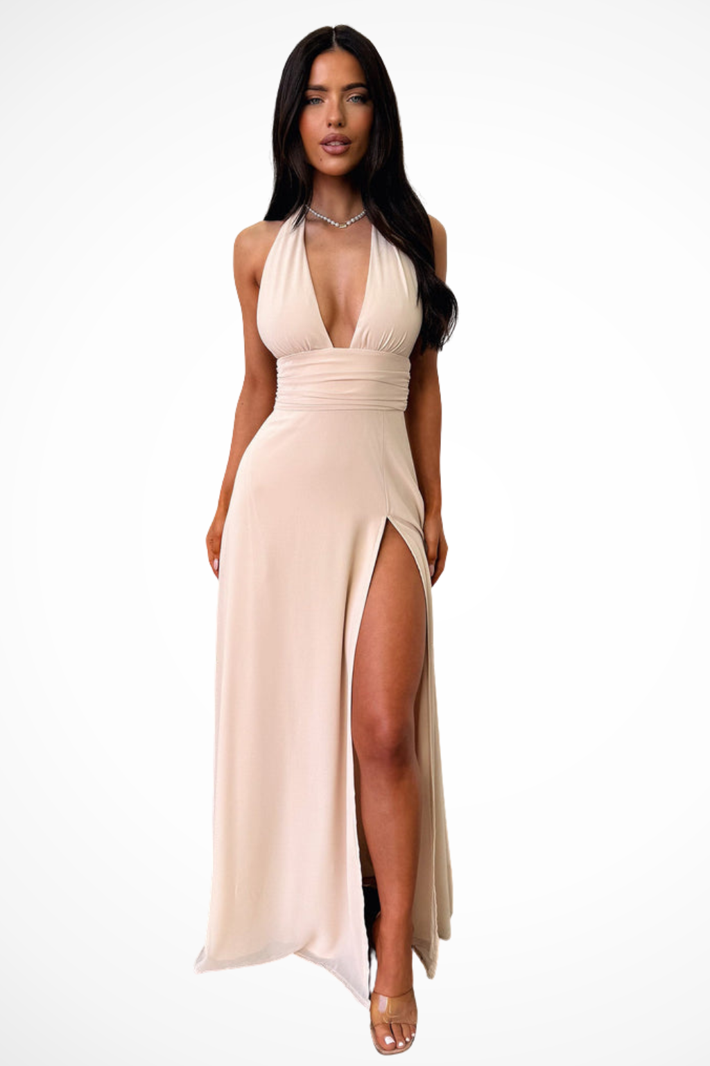 Kathy | Women’s Halter Neck Maxi Dress with Side Slit