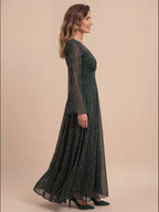 Gail | Women's Glitter Spot Chiffon Wrap Maxi Dress