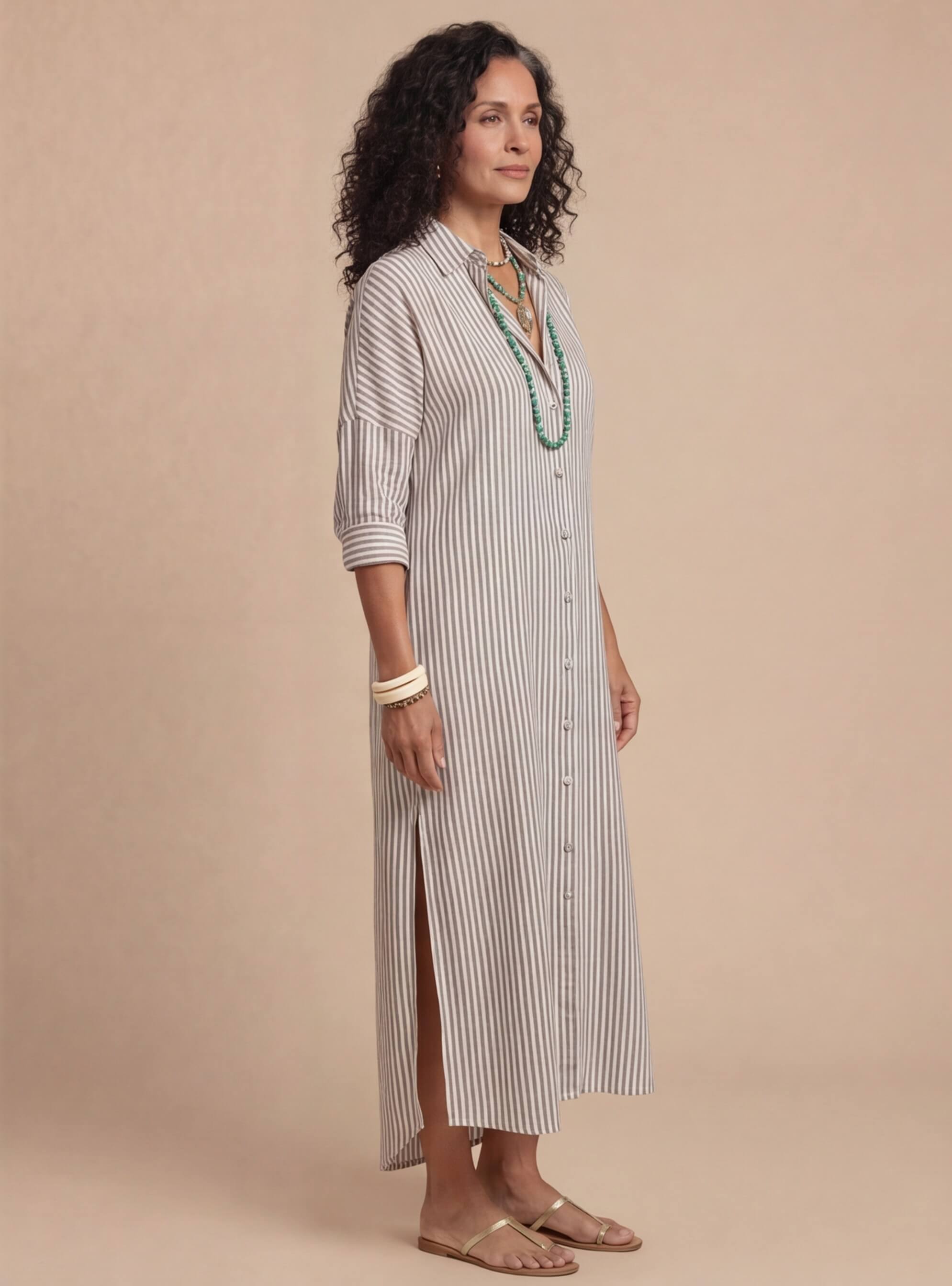 Jenny | Women's Striped Maxi Shirt Dress