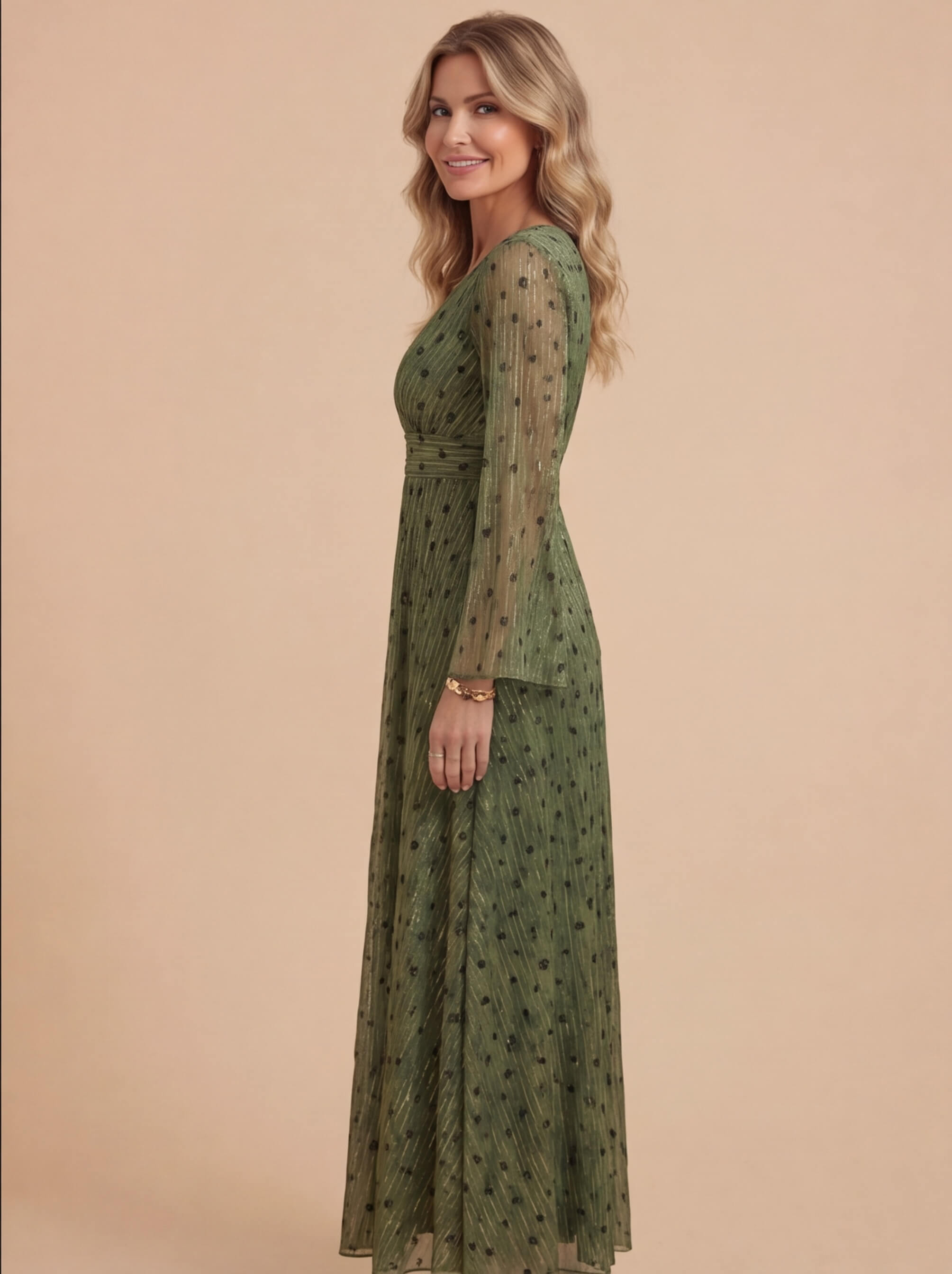 Gail | Women's Glitter Spot Chiffon Wrap Maxi Dress
