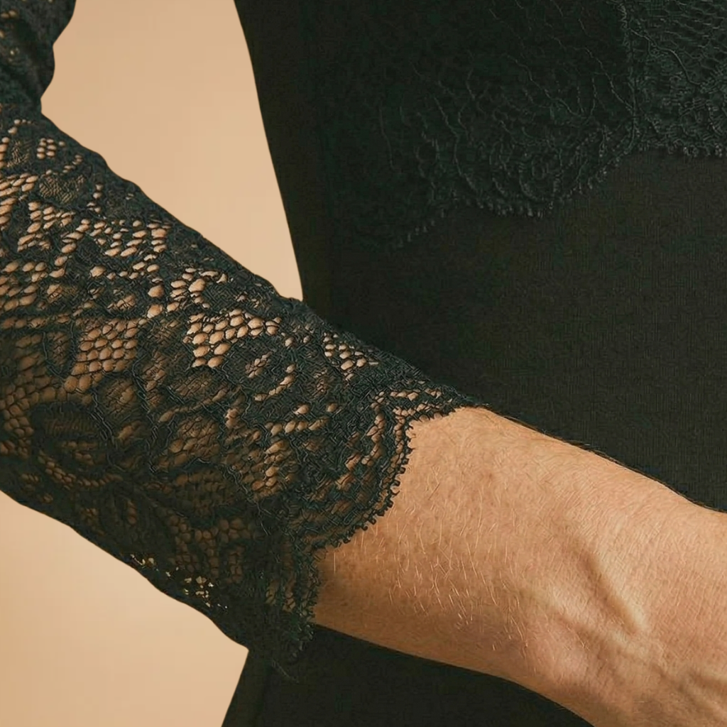 Sharon | Women's Lace Sleeve V-Neck Bodysuit