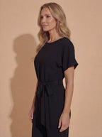 Nikki | Women's Short Sleeve Belted Jumpsuit