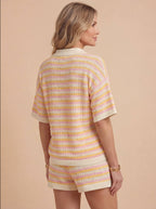 Sunny | Women's Striped Knit Polo & Shorts Co-ord Set