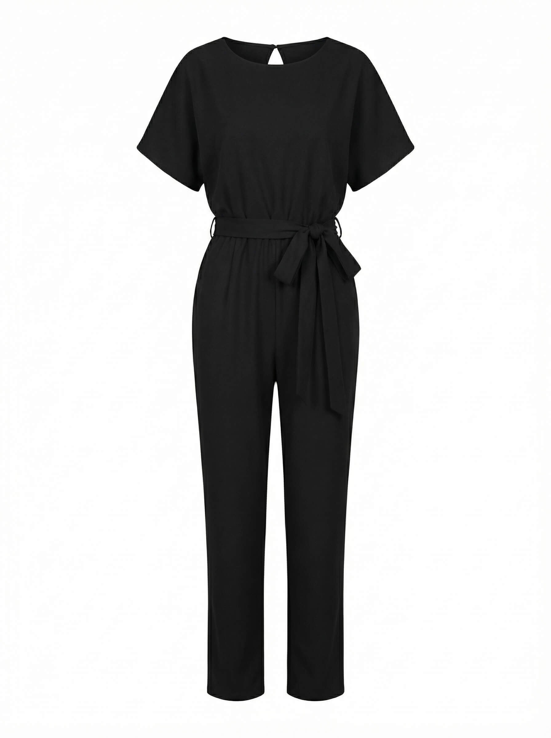 Nikki | Women's Short Sleeve Belted Jumpsuit