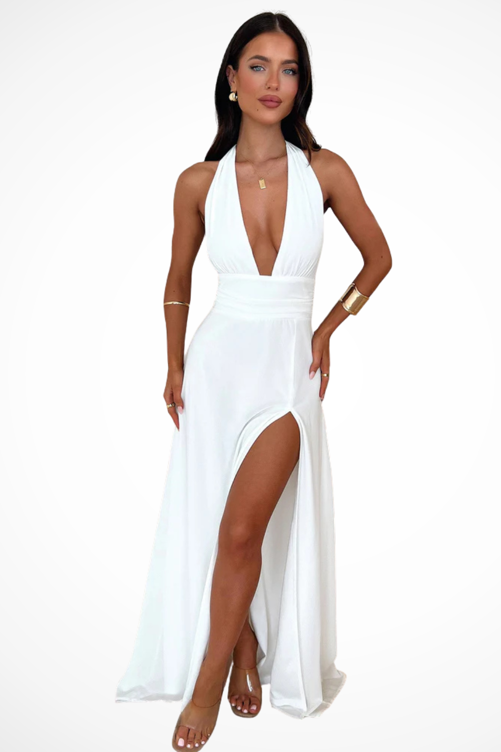 Kathy | Women’s Halter Neck Maxi Dress with Side Slit