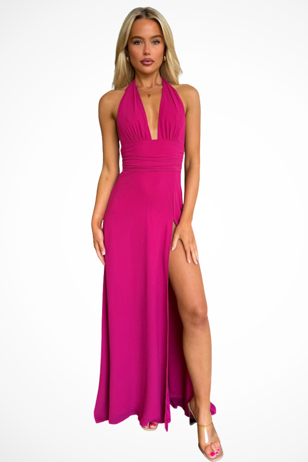 Kathy | Women’s Halter Neck Maxi Dress with Side Slit