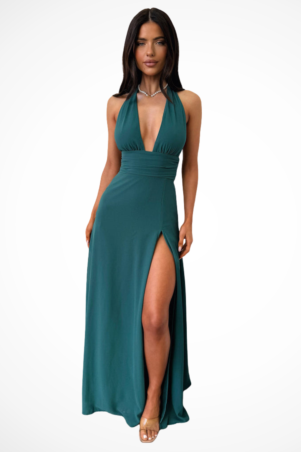 Kathy | Women’s Halter Neck Maxi Dress with Side Slit
