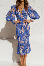 Rylee | Women V Neck Long Sleeve Floral Summer Midi Dress