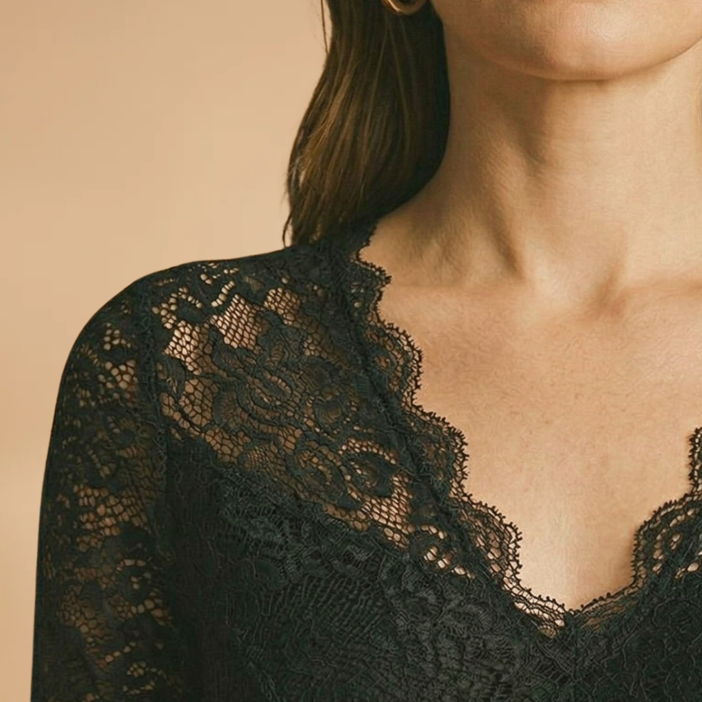 Sharon | Women's Lace Sleeve V-Neck Bodysuit