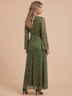 Gail | Women's Glitter Spot Chiffon Wrap Maxi Dress