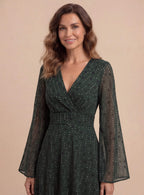 Gail | Women's Glitter Spot Chiffon Wrap Maxi Dress