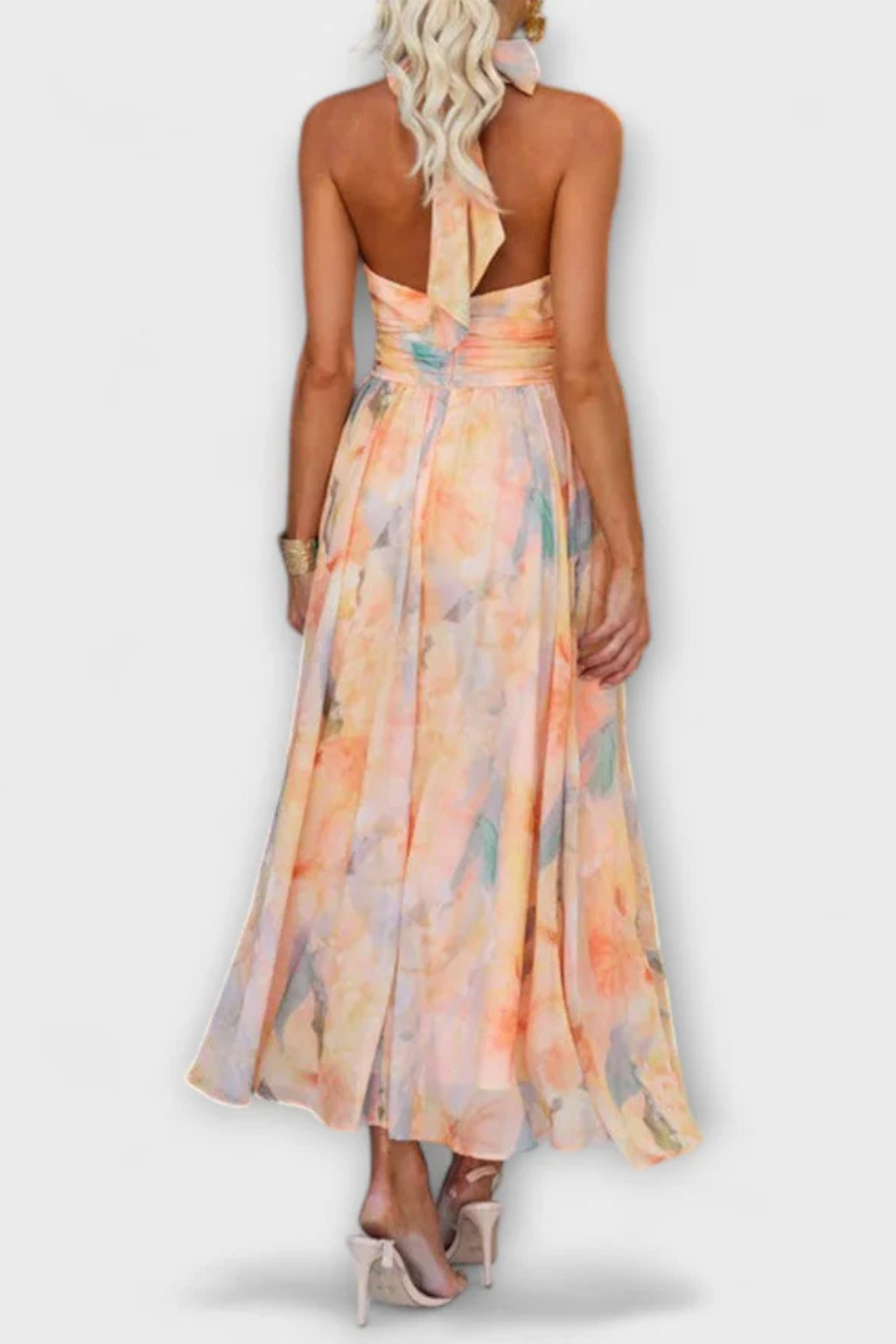Megan | Women Abstract Print Halter Neck Maxi Dress
