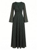 Gail | Women's Glitter Spot Chiffon Wrap Maxi Dress