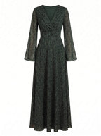 Gail | Women's Glitter Spot Chiffon Wrap Maxi Dress