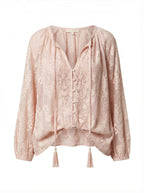 Sara | Women's Boho Lace Blouse with Tassel Tie Neckline