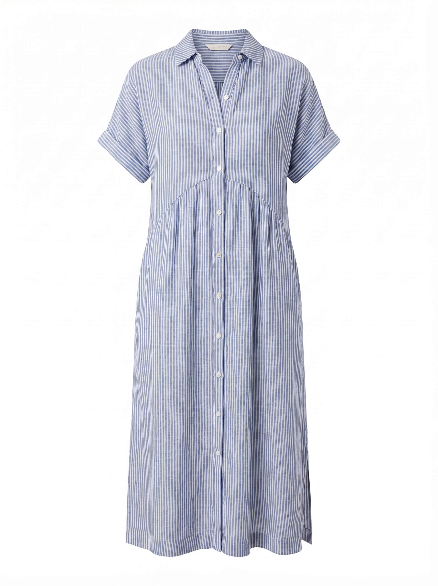 Tracey | Women's Striped Linen Shirt Midi Dress