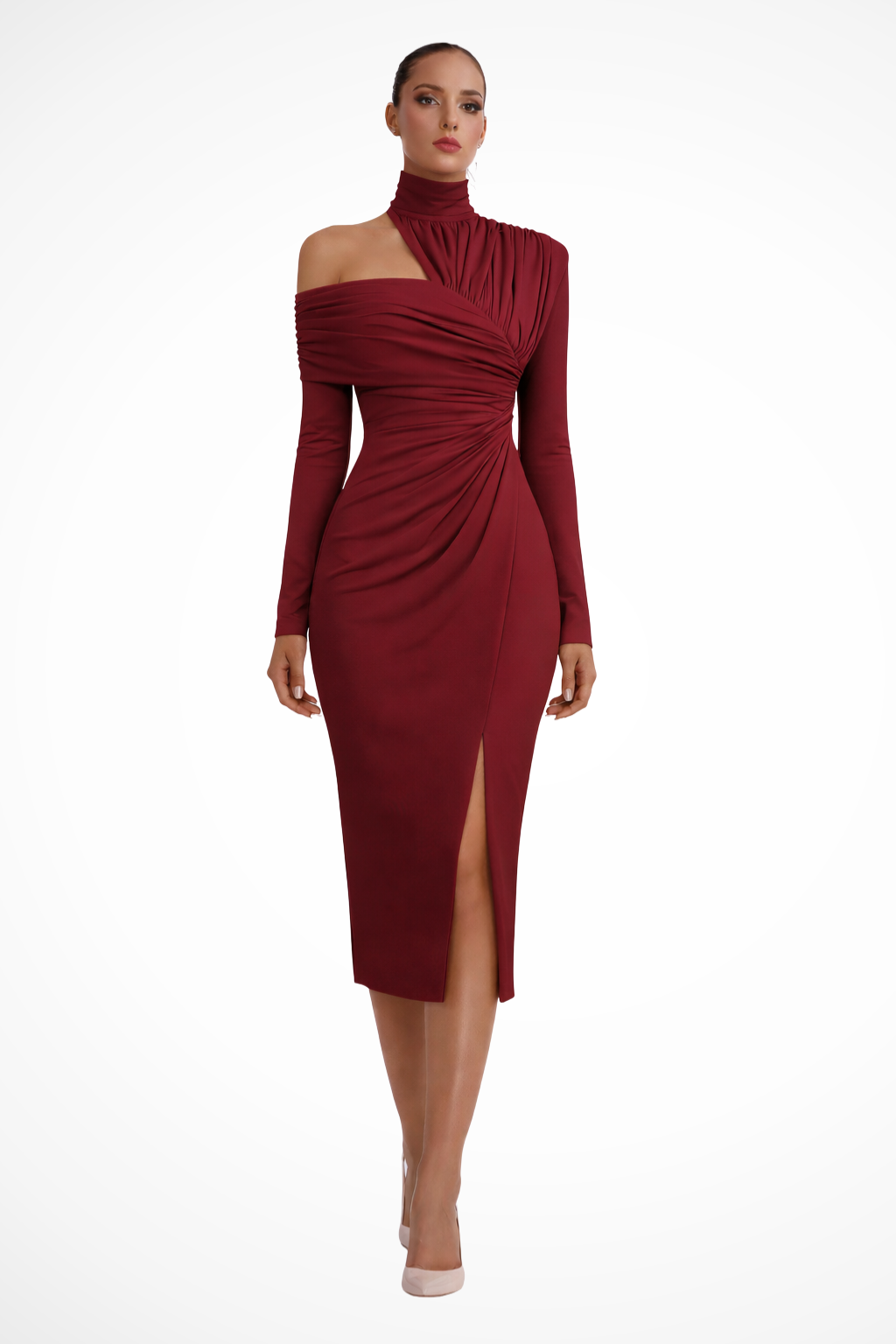 Alexia | Women Asymmetric One Shoulder Wedding Guest Midi Dress