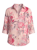 Claire | Women's Floral Print Linen Button-Up Shirt