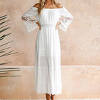 Katie | Women's Off-Shoulder Lace Sleeve Maxi Dress