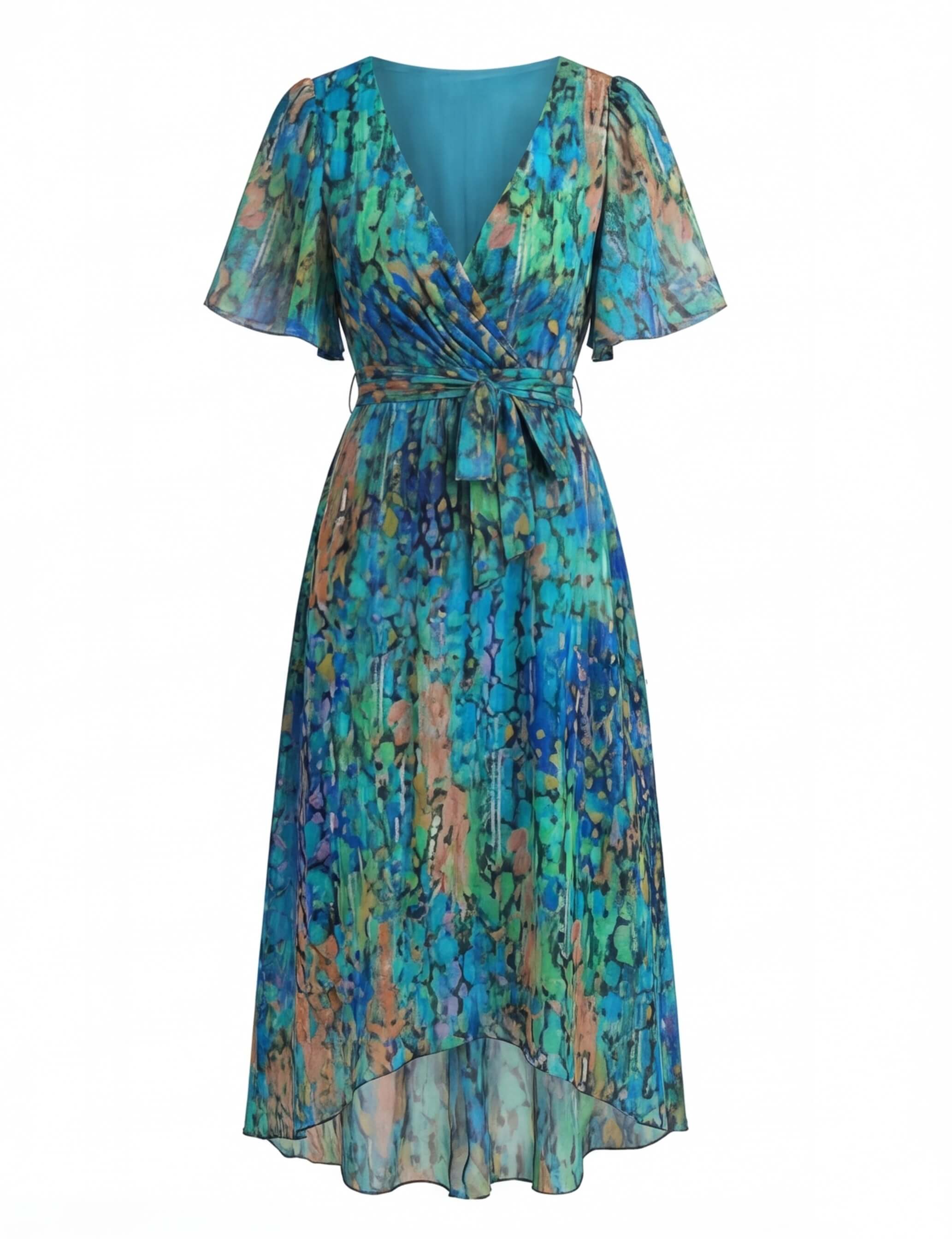 Sandra | Women's Floral Chiffon Wrap Midi Dress