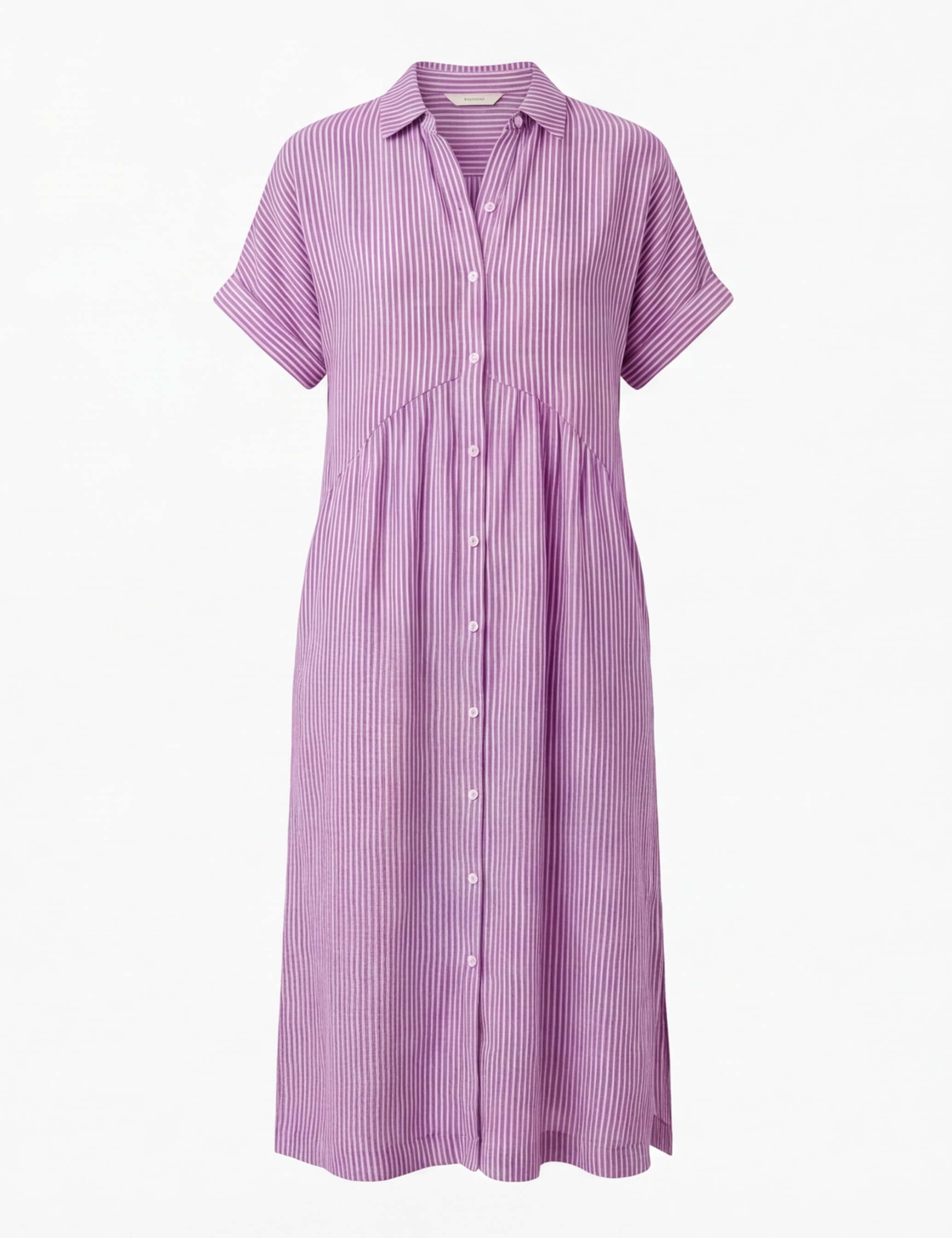 Tracey | Women's Striped Linen Shirt Midi Dress