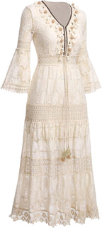Violet | Women's Boho Lace Tiered Maxi Dress