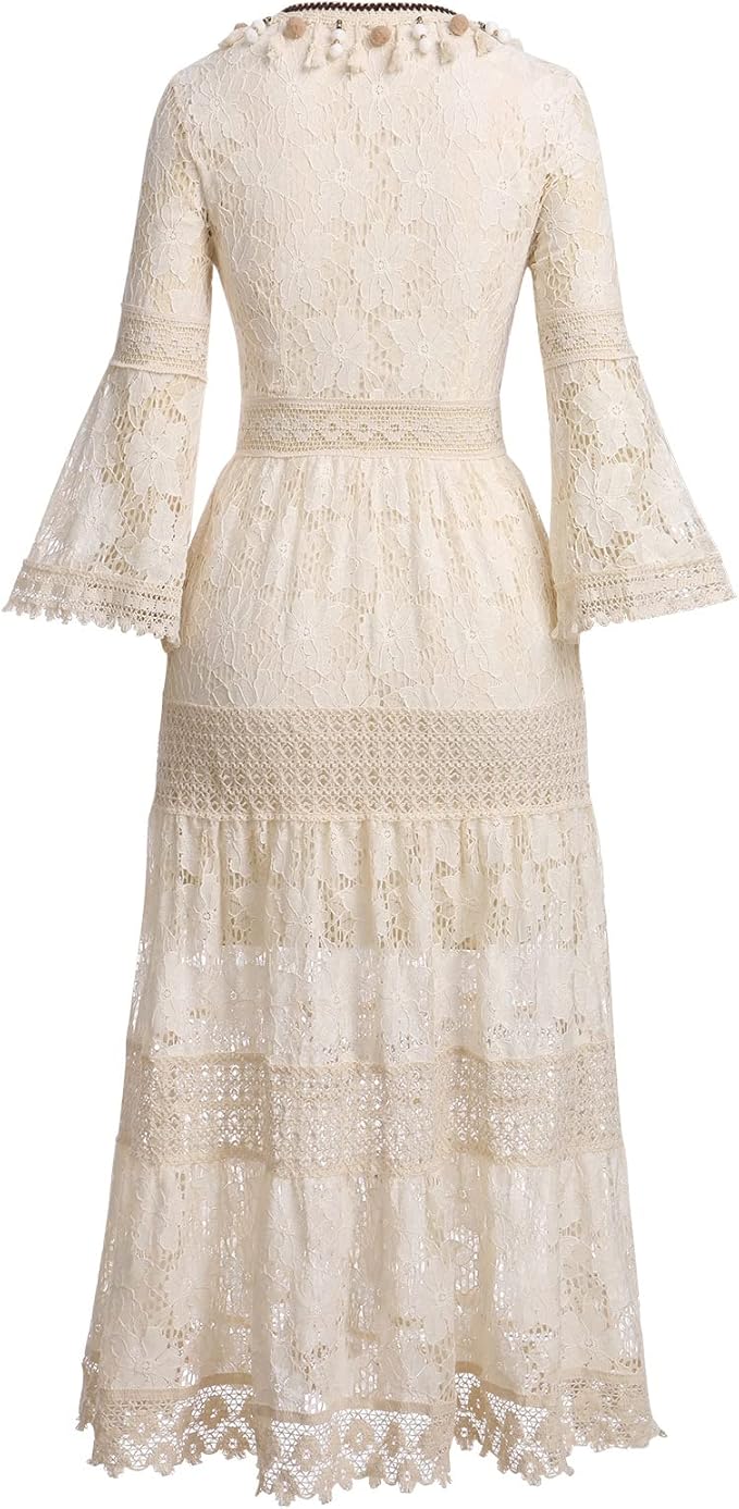 Violet | Women's Boho Lace Tiered Maxi Dress