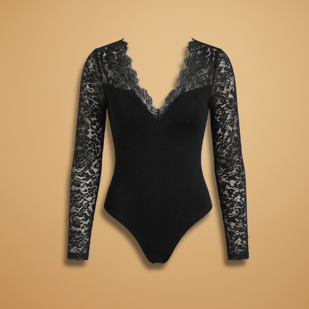 Sharon | Women's Lace Sleeve V-Neck Bodysuit