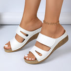 Dana | Women's Double Strap Velcro Wedge Mule